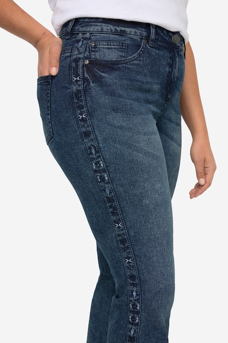 Bootcut-Jeans, Stickereiband, Schlag, 5-Pocket