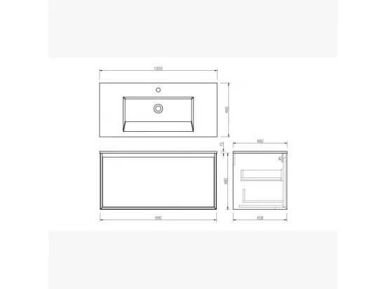 Ensemble de salle de bain 100 cm noir Aquasasso