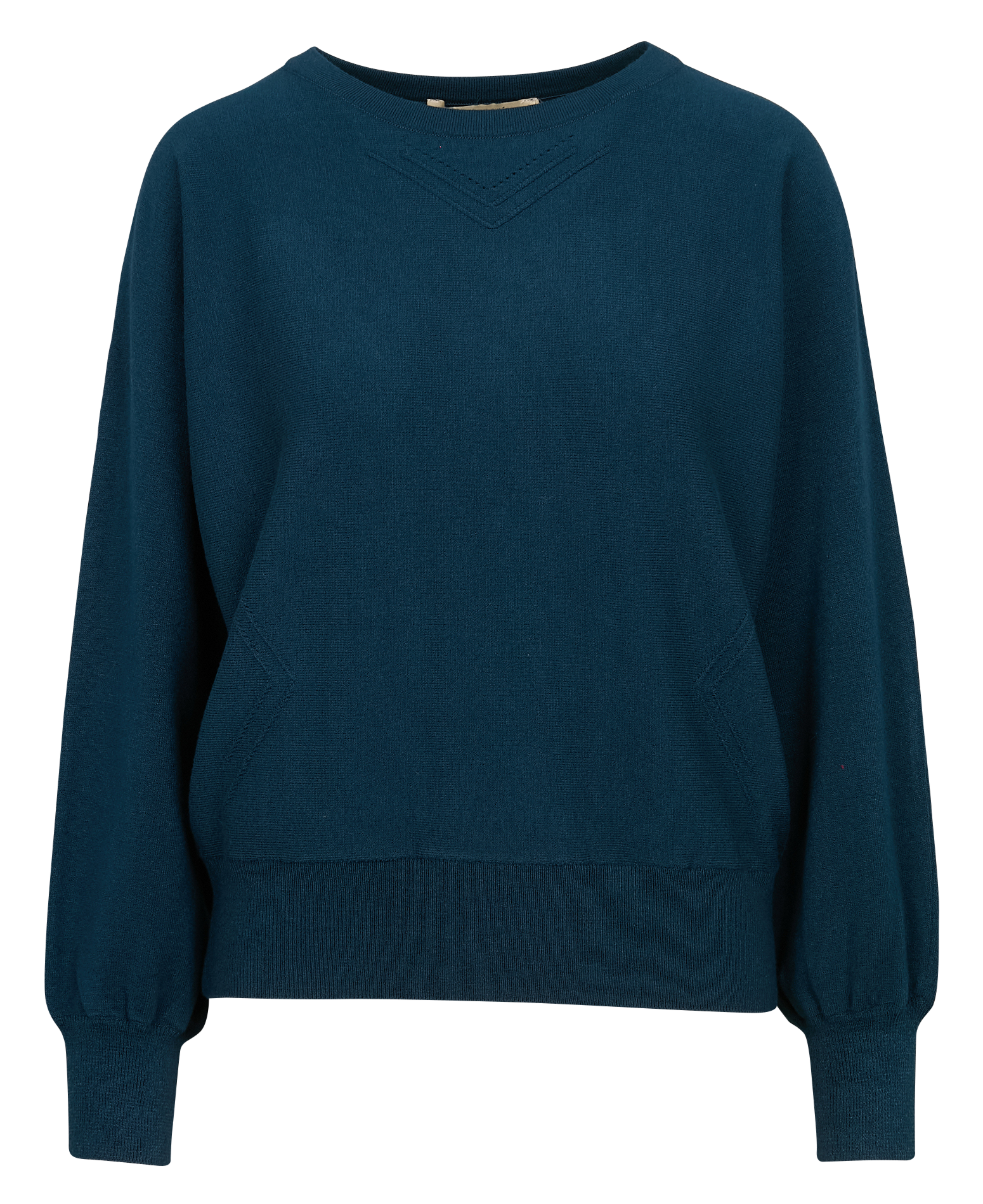 Pull col rond droit en maille | Bleu