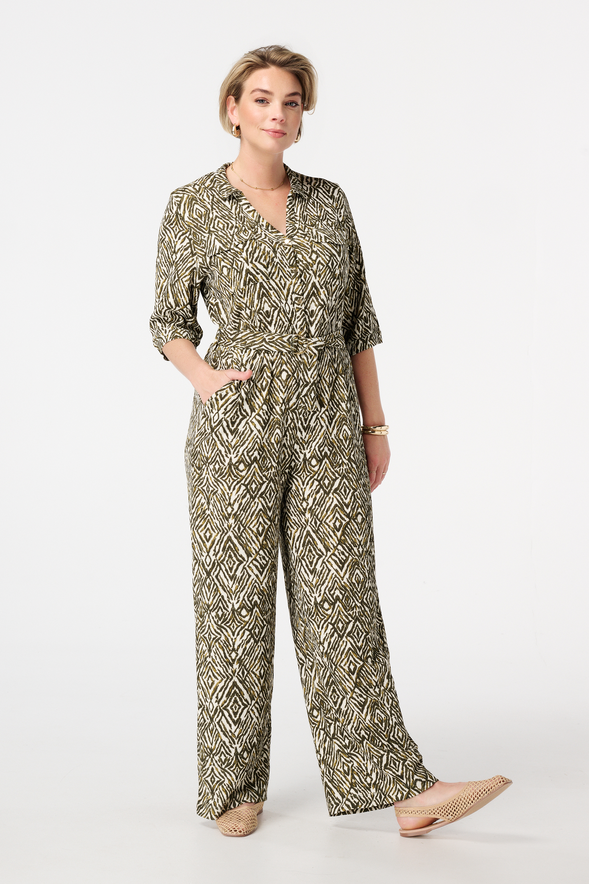 Jumpsuit met print Multi Khaki