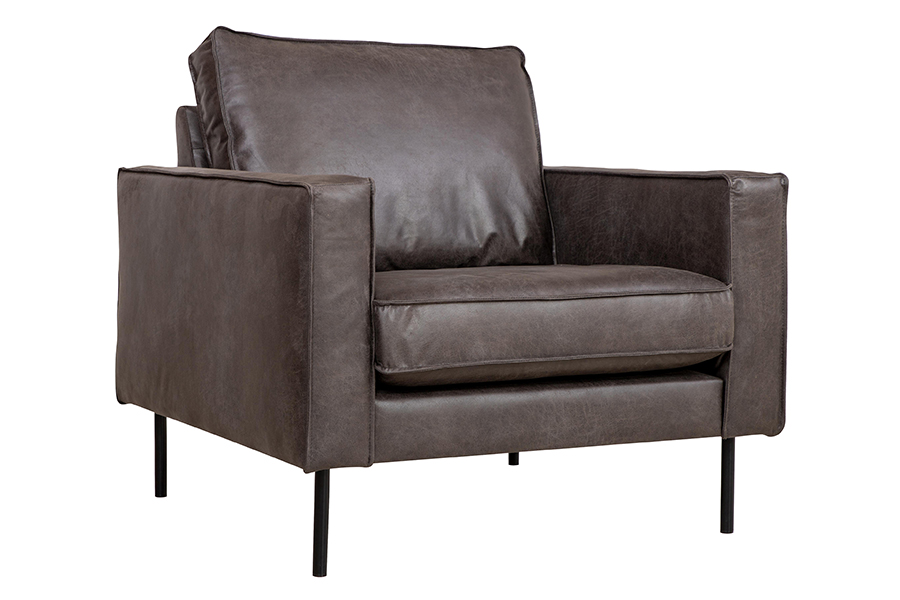 Westin hvilestol I Colorado Granit (70% hud og 30% polyester) med sorte ben.