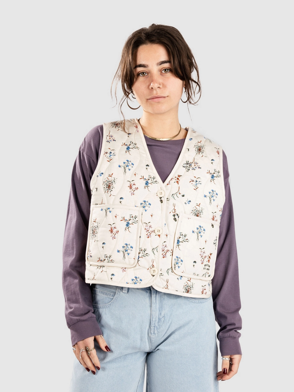 Brixton Field Floral Quilted Vest whitecap/hazlnt/dtsy flrl