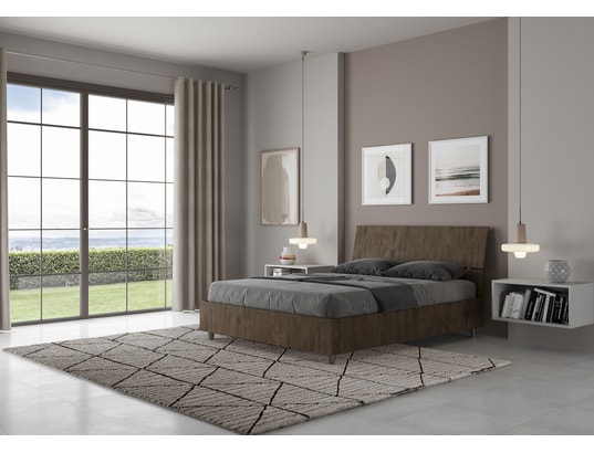 ITYHOME - Lit coffre demas incliné 140x200 noyer