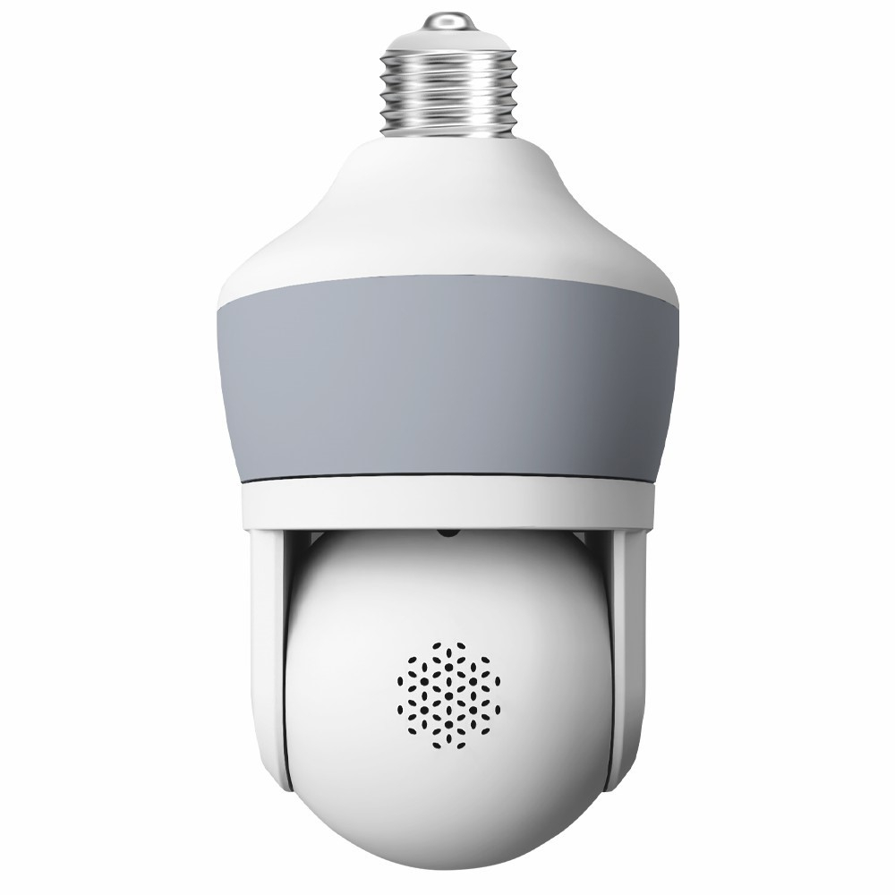 E27 Glühbirne 3MP Mini WiFi IP Kamera 355° mit IR LED Nachtsichtfunktion / Bewegungserkennung / 2-Wege-Audio / Micro SD Kartenslot - Weiss