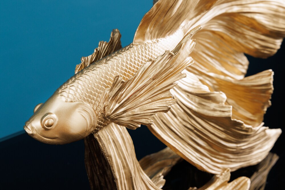 riess-ambiente Skulptur CROWNTAIL - Design Deko Figur Kampffisch 35cm gold Betta Fisch Skulptur