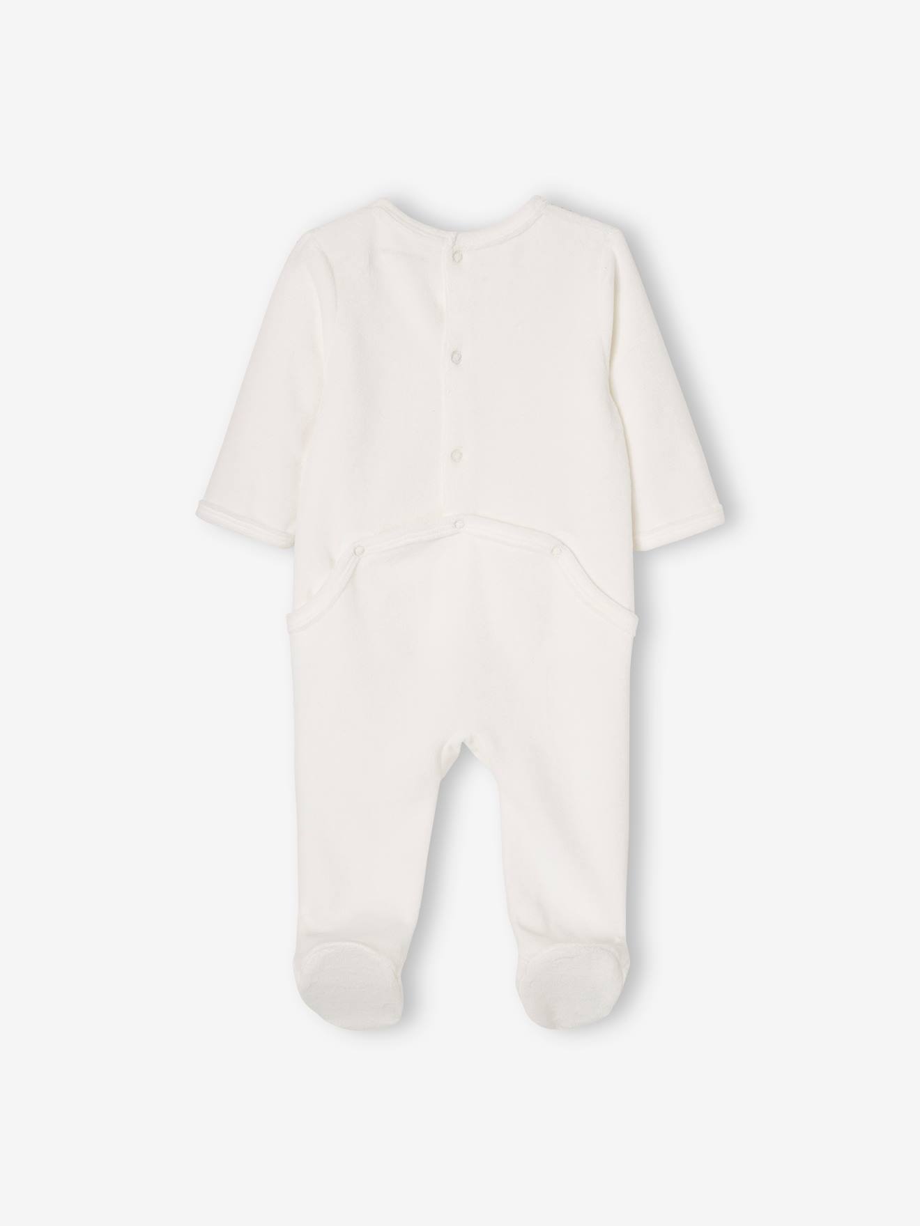 Conjunto de 3 pijamas de veludo com abertura nas costas, para bebê, rosa escuro, bicolor/multicolorido