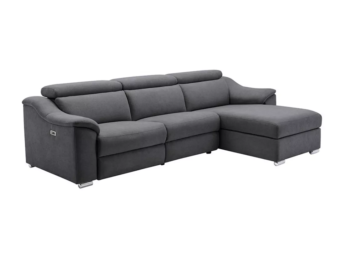 Canapé d'angle relax électrique en tissu anthracite PEDRERA - Angle droit