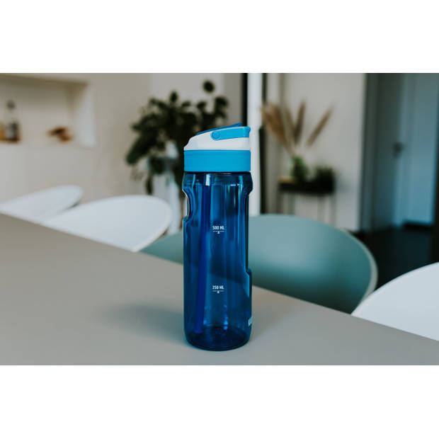 Waterfles/drinkfles met rietje - 750 ml - Lekvrij - Vaatwasbestendig - Kambukka drinkflessen - Lagoon Crisp Blue