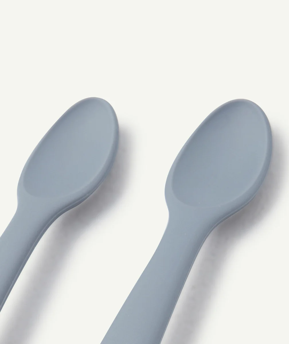 MUSHIELOT DE 2 CUILLÈRES EN SILICONE BLEUES