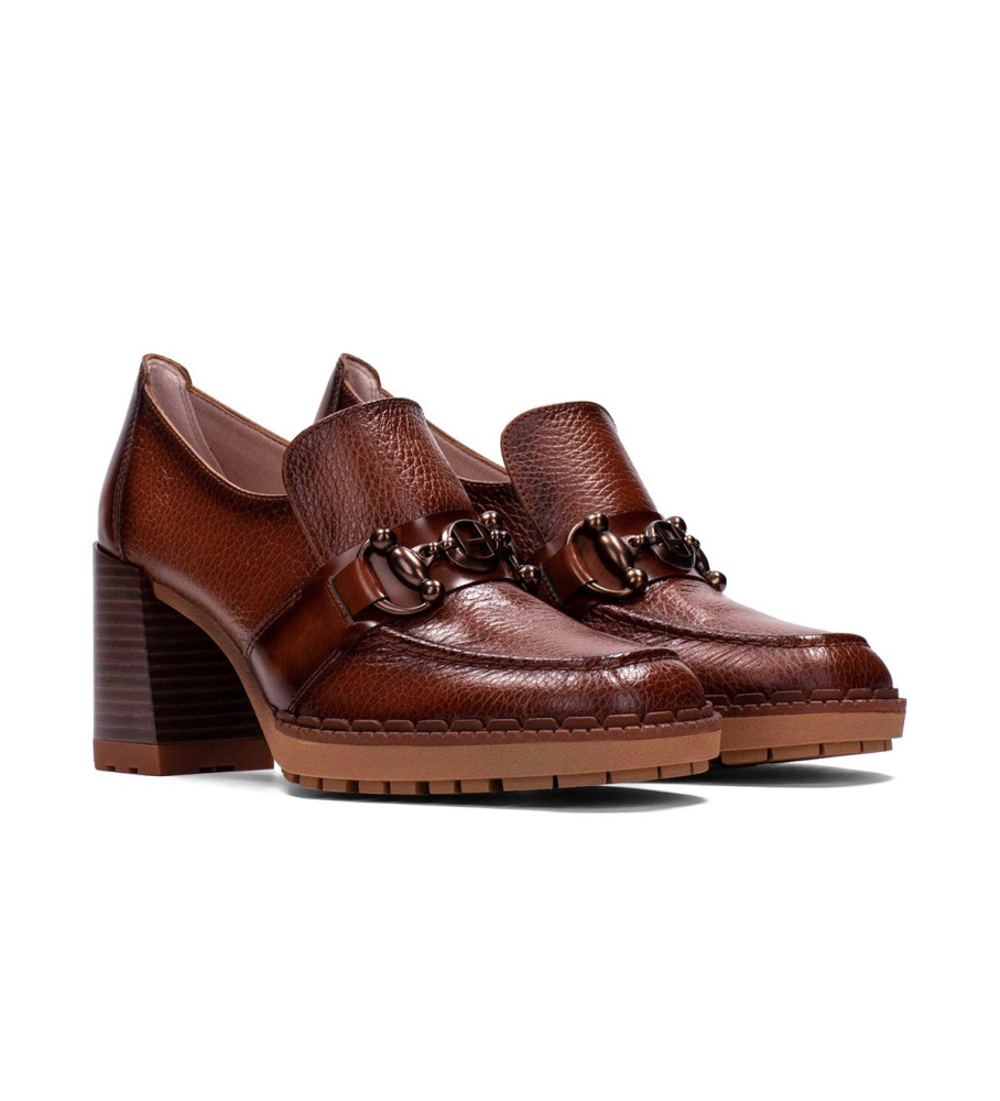 Mocassins Hispanitas Michelle em couro marrom - Salto de 7 cm -