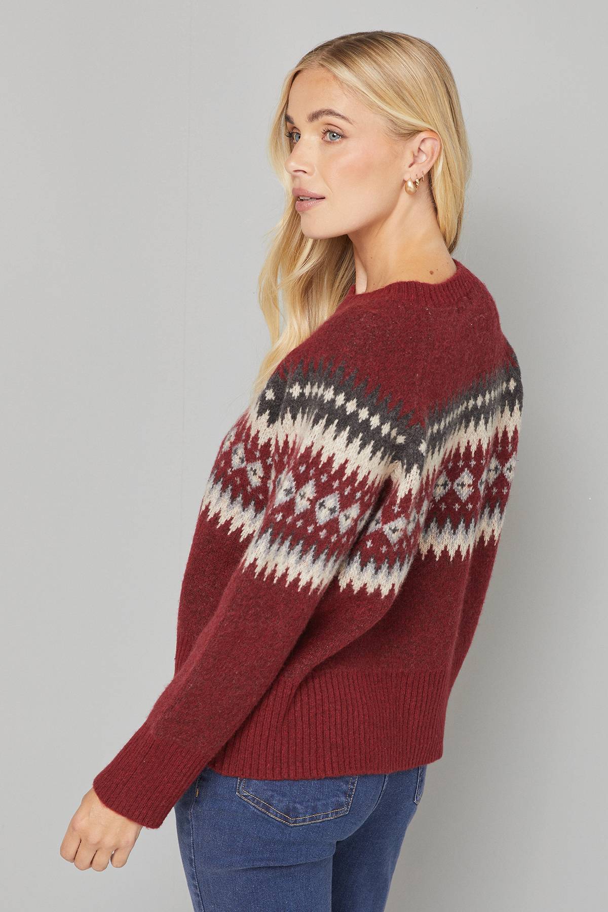 Wallis synthétiquell Col Rond Fairisle Petite Taille