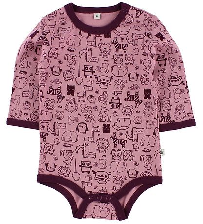 Pippi Baby Bodies l/ä - 4er-Pack - Rosa/Lila m. Muster