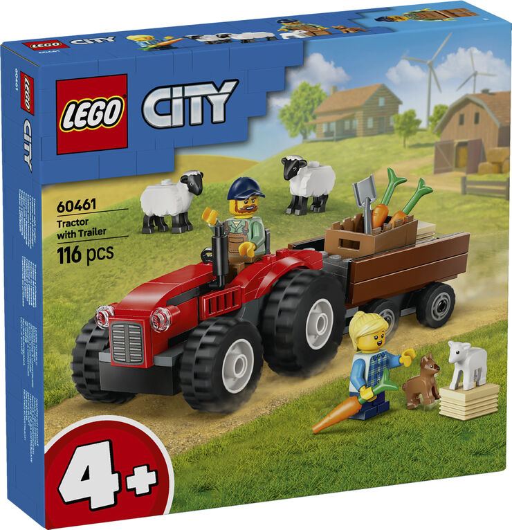 Lego Rød traktor med anhænger og får
