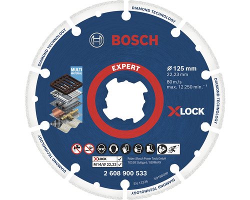 Bosch Professional Expert diamantdoorslijpschijf voor metaal, Ø 125 x 22,23 mm, Multi Construction, X-LOCK opname
