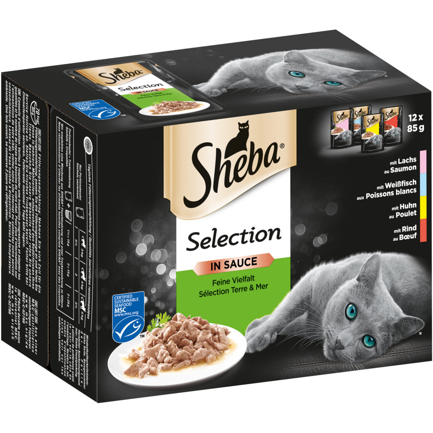 Sheba Selection Katzenfutter in Sauce Fisch & Fleisch 12x85g