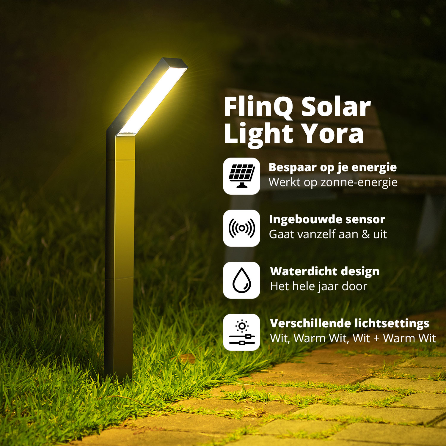FlinQ Yora Solar tuinverlichting - Set van 2