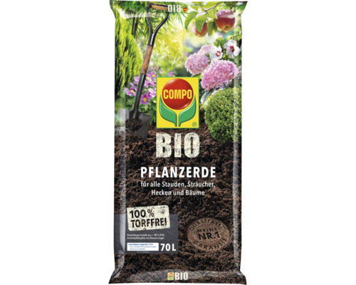 COMPO BIO 70 L turfvrije potgrond voor alle vaste planten, struiken, hagen en bomen