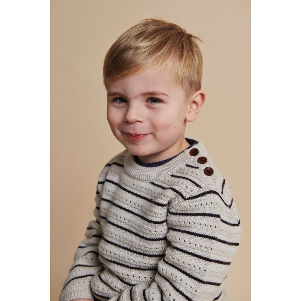 Køb COPENHAGEN COLORS Pale Cream Mel./Dk Brown Comb Merino Pattern Sweater
