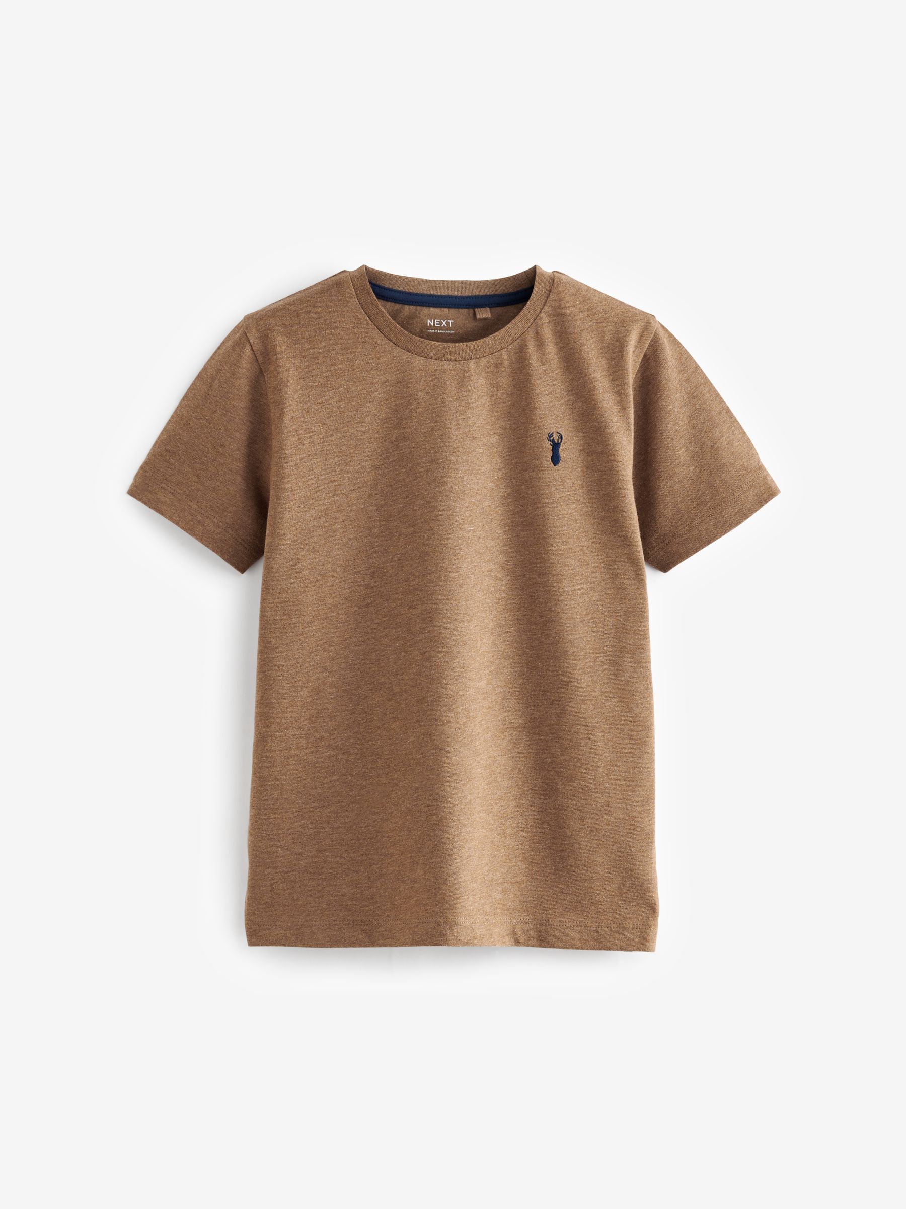 Oranje/Groen/Blauw met textuur - T-shirts met korte mouwen en geborduurd rendier, verpakking van 4 (3-16jr)