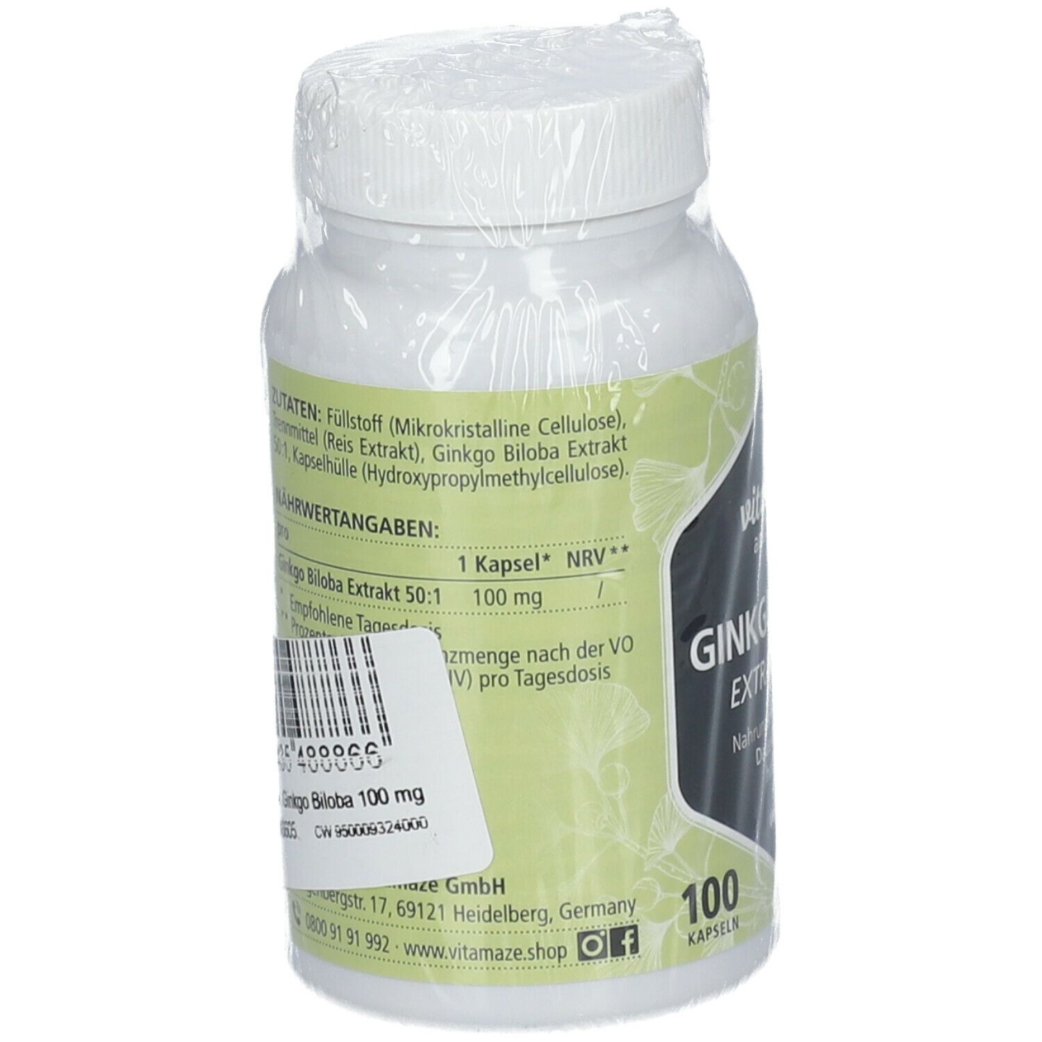 Vitamaze Ginkgo Biloba 100mg Extrakt (50:1) hochdosiert