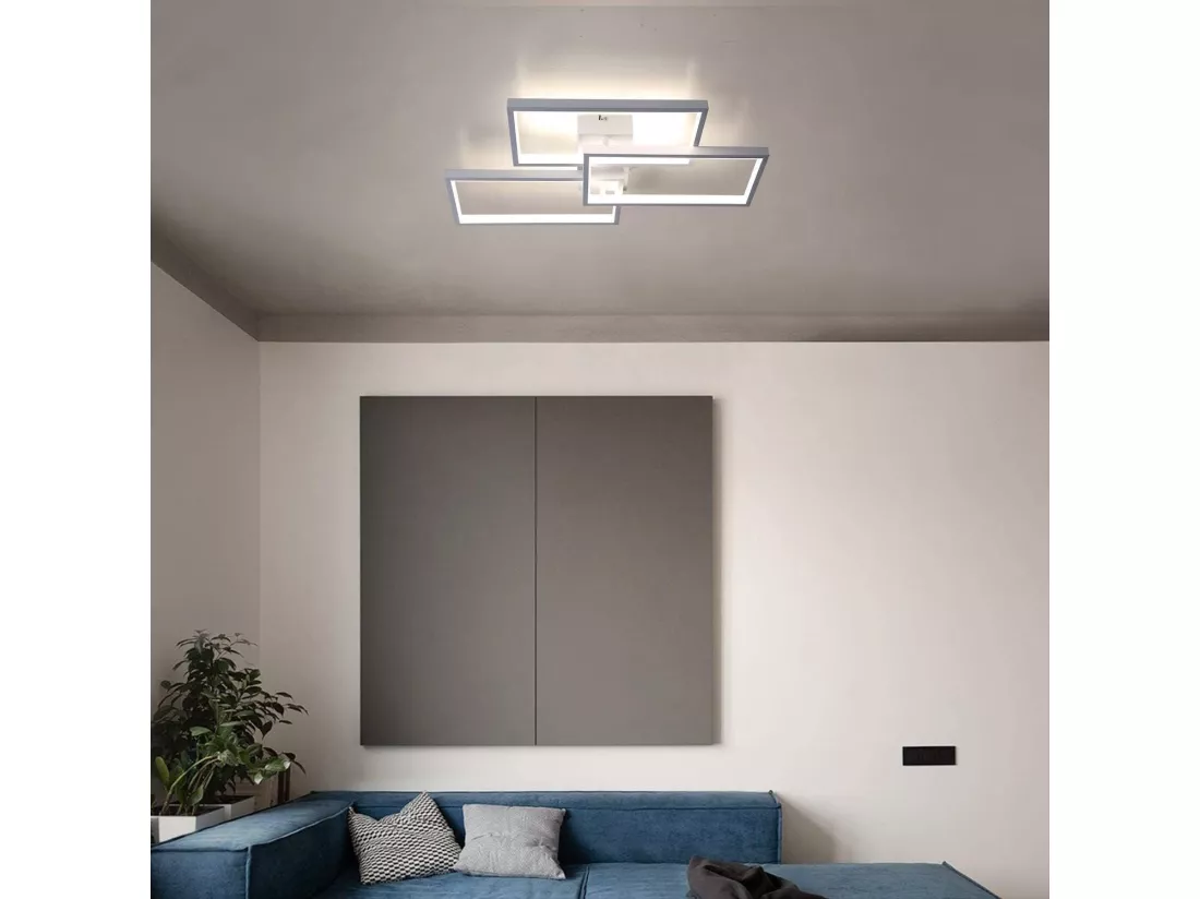 NETTLIFE Plafonnier LED Plafonnier à intensité variable avec télécommande 63W Blanc