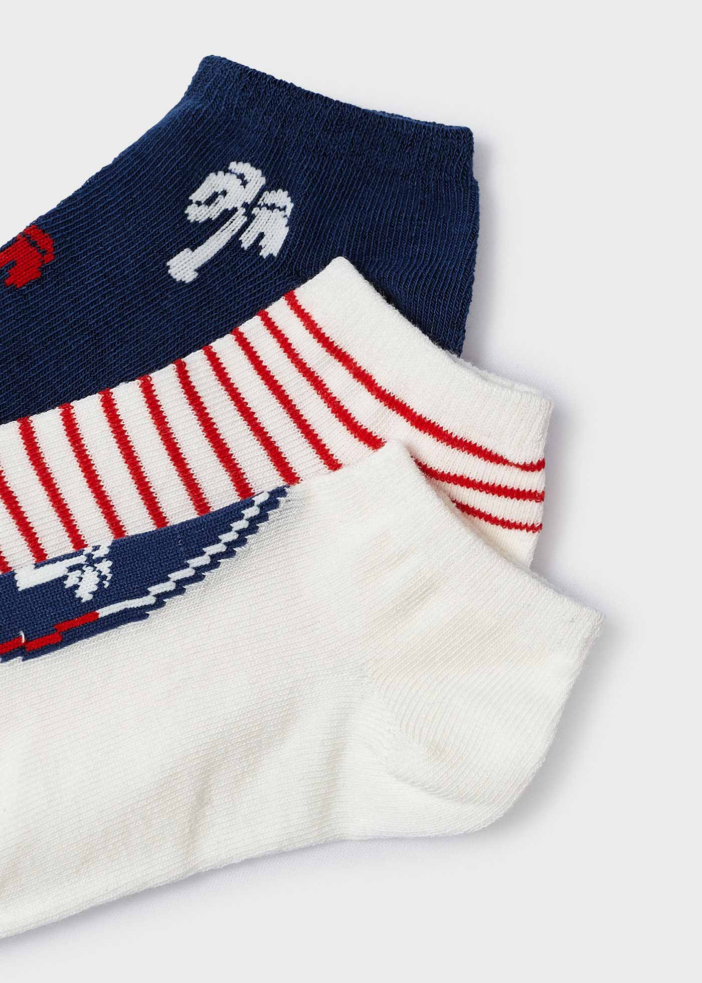 Conjunto de 3 meias curtas de algodão orgânico para meninos, estampa melancia.