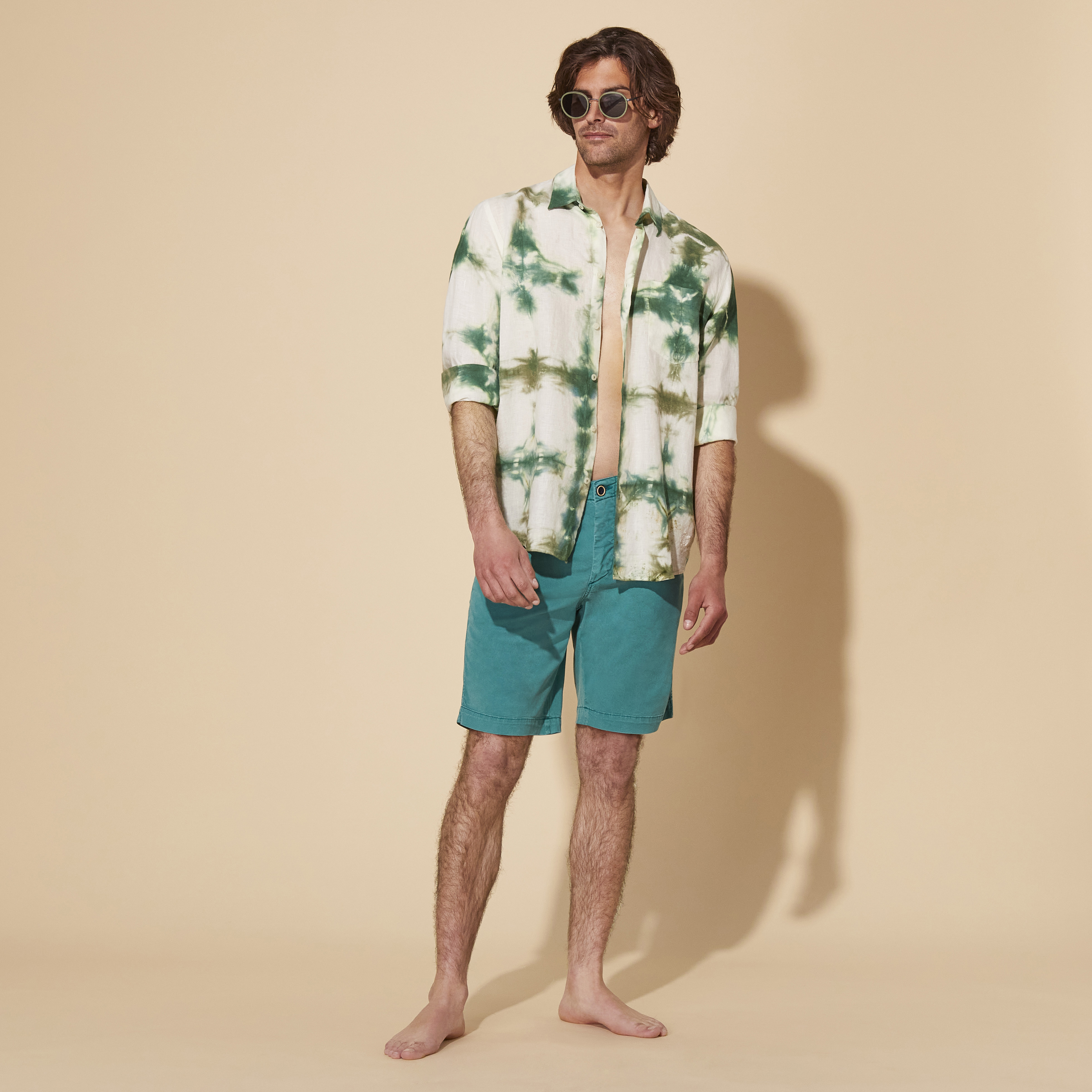 Bermuda en coton et tencel homme uni
