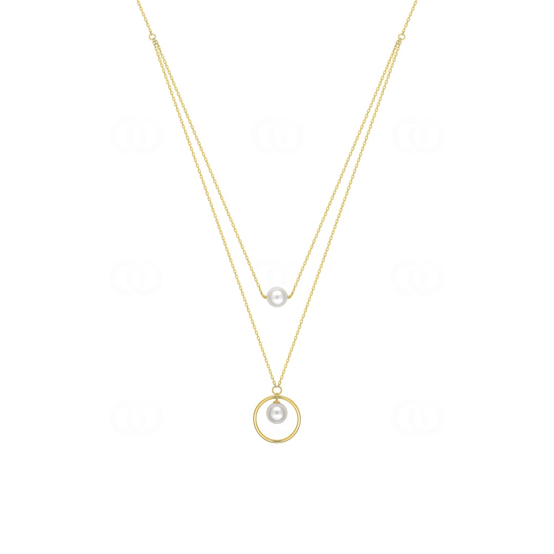 Collier 750/18 K Gelbgold mit Süsswasserzuchtperlen Ø 6mm