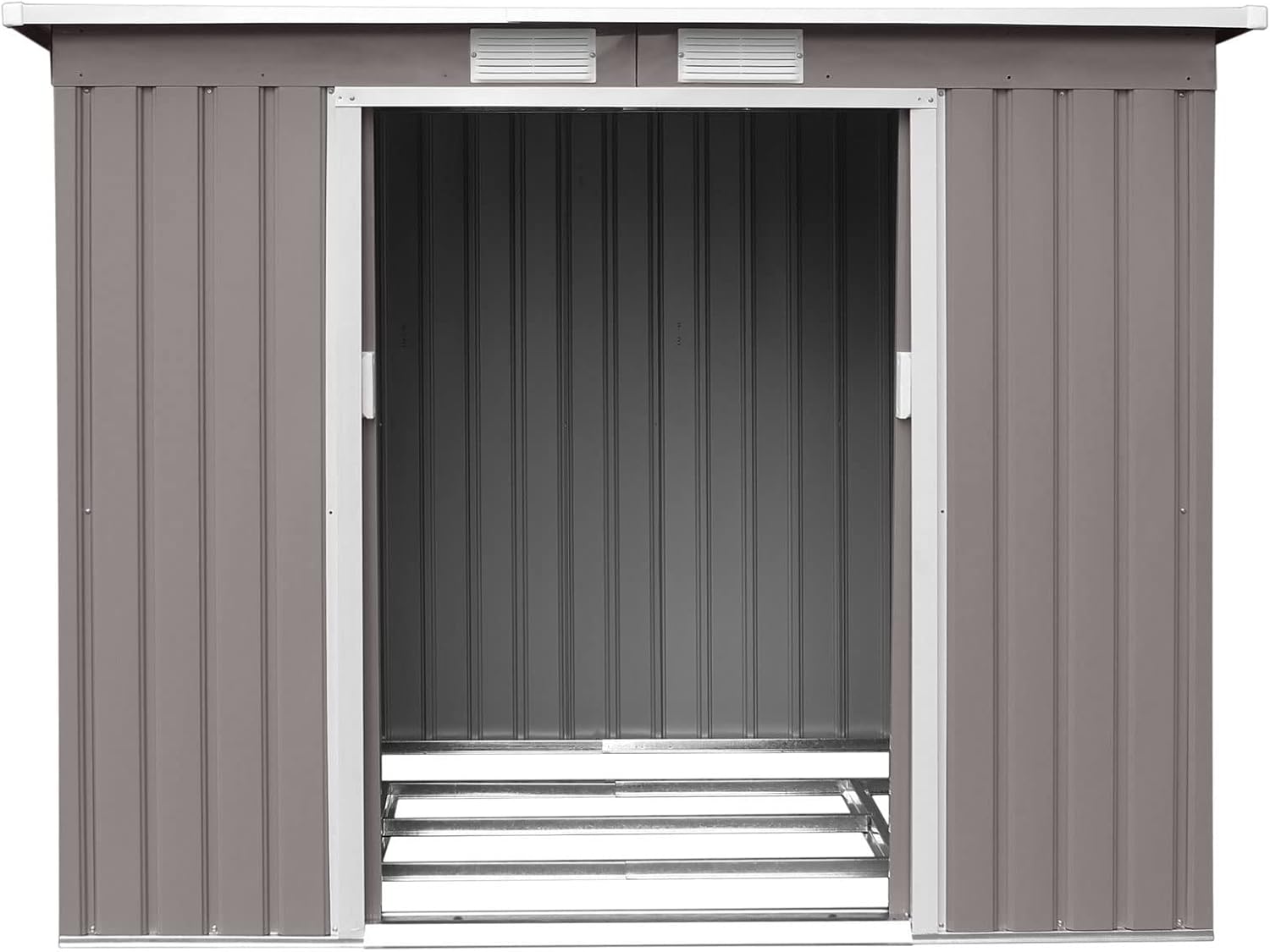 P100 Metall Gerätehaus 213×130×173cm Geräteschuppen Schuppen Gartenhaus Outdoor (Hellgrau)