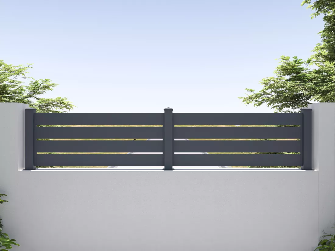 Extension de clôture à poser ajourée H80.3 x L178.3 cm en aluminium anthracite - PRIMO