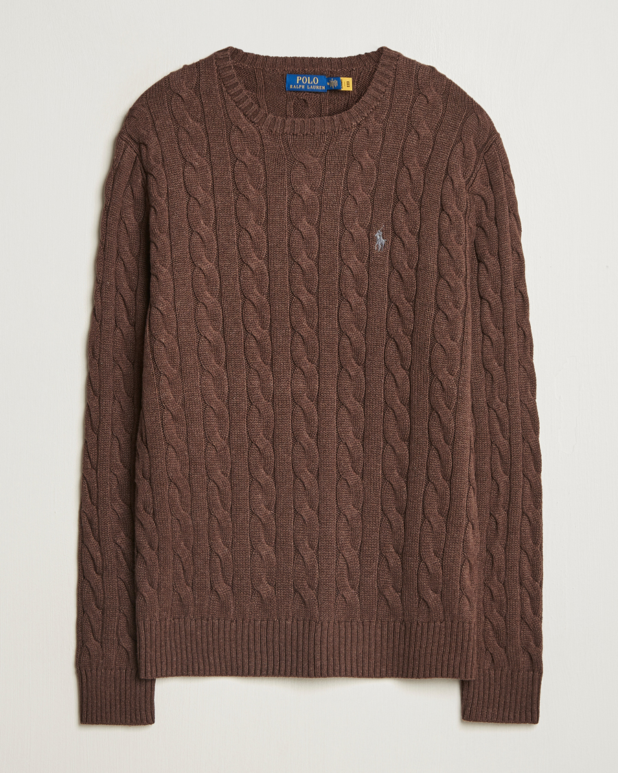 Polo Ralph Lauren Cotton Cable Pullover  Dark Roast Melange
