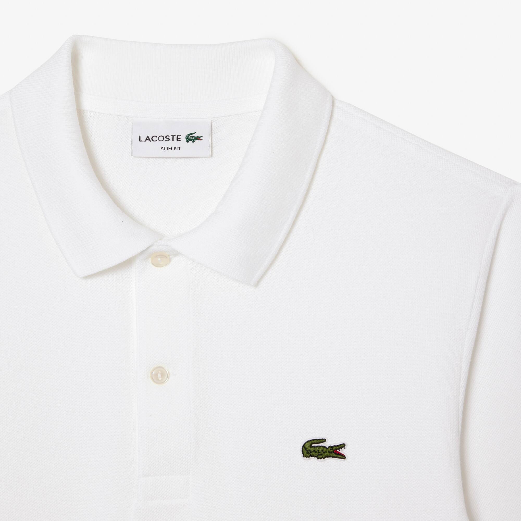 LACOSTE Slim Fit Herren-Poloshirt aus Petit Piqué Lange Ärmel - Weiss - Lacoste - Herren