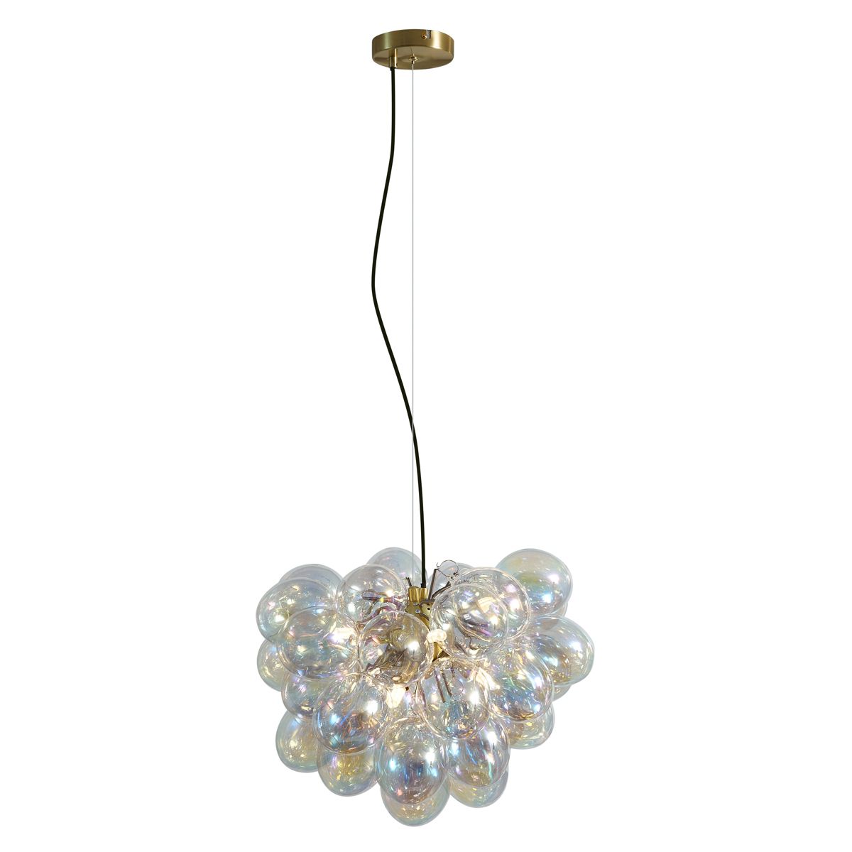 Art Deco hanglamp goud met regenboog glas 50cm 8-lichts - Uvas