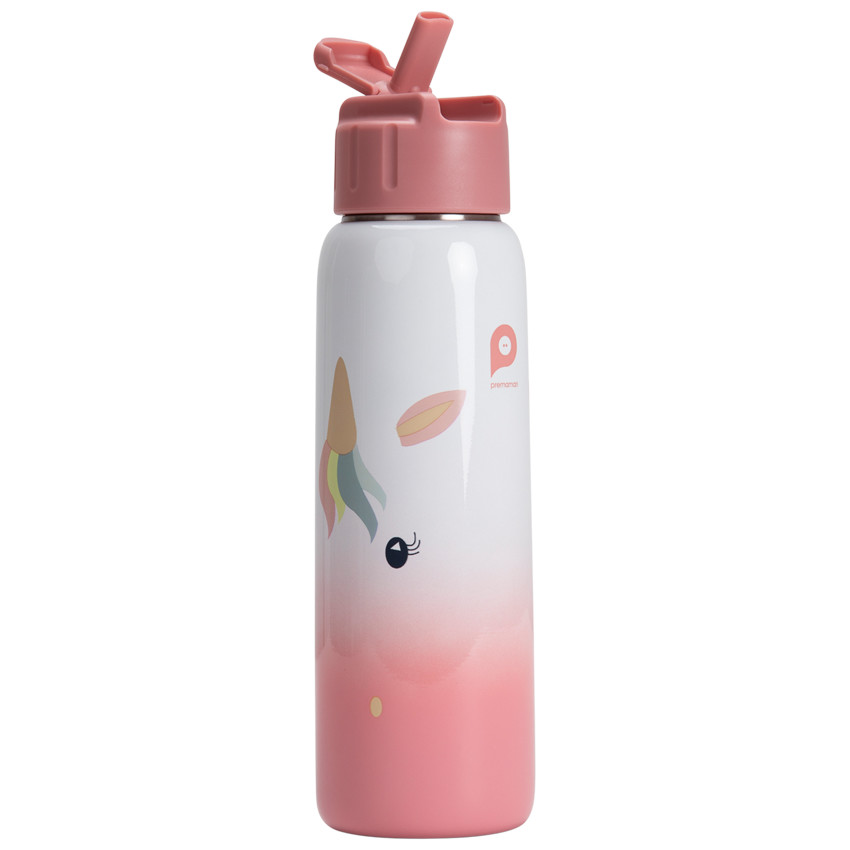 Gourde en métal avec paille 380 ml - Licorne