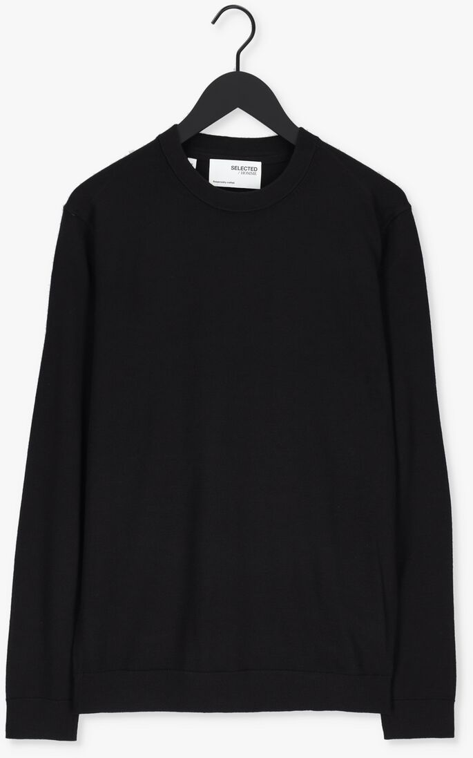 SELECTED HOMME zwarte selected homme trui slhtown merino coolmax knit crew