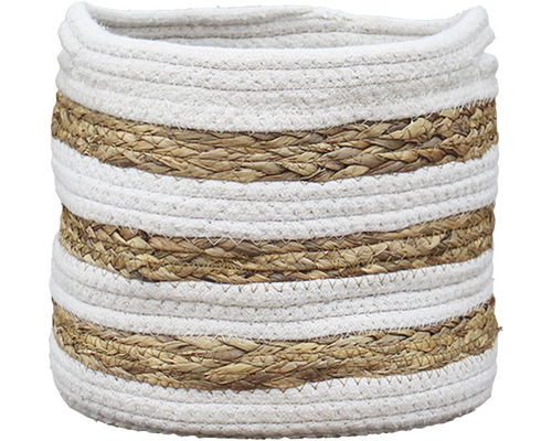 Lafiora mand van waterhyacint en katoen, 30 x 26 cm, wit, bruin