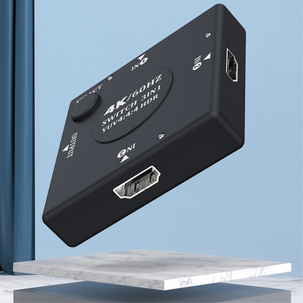 3-fach HDMI 4K Hub Verteiler Switch Audio Video Konverter - Schwarz