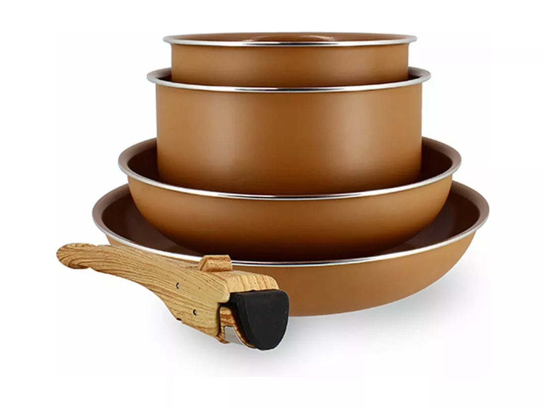 Menastyl - Set De 5 Pieces Cuisson En Aluminium Recycle Noisette