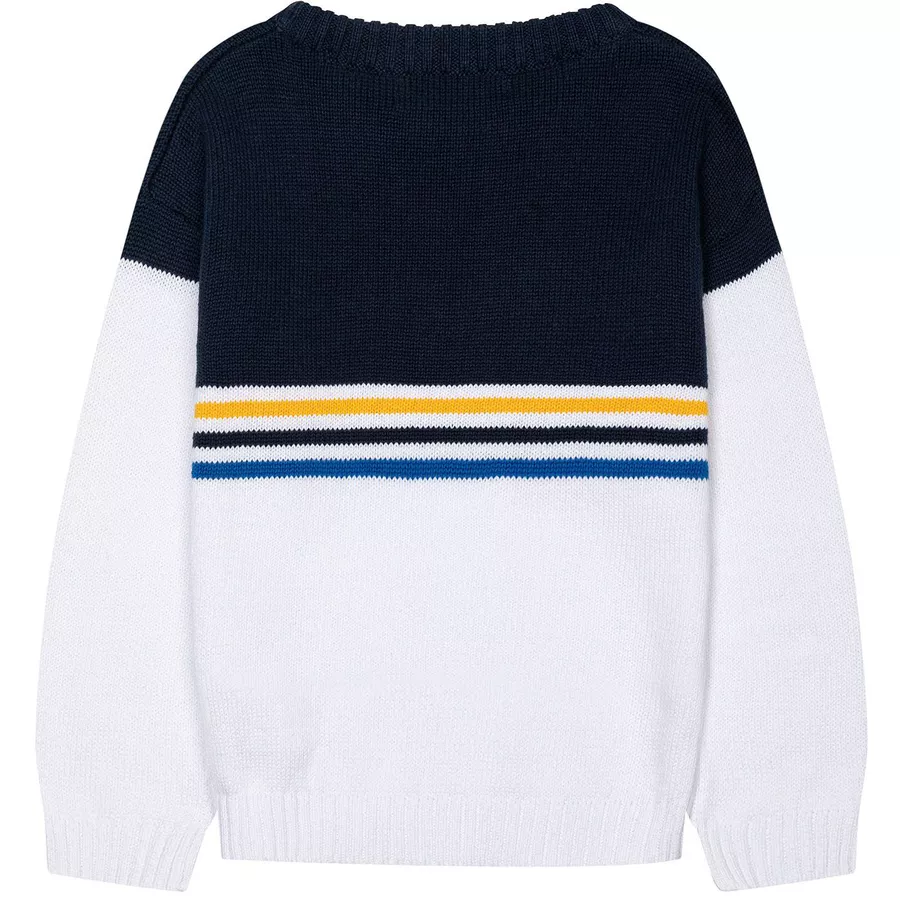MINOTI Jacquard-Strickpullover BlauWeißGelb