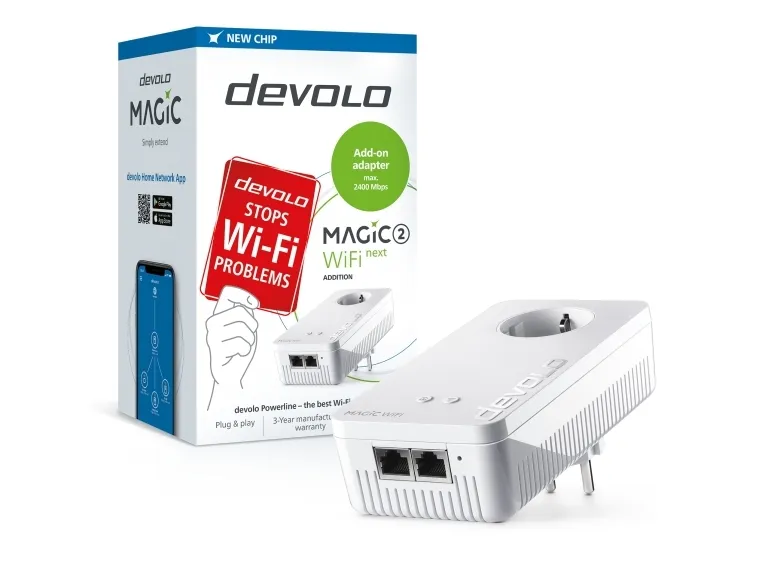 Devolo Magic 2 Wifi next Single, 1200 Mbit/s, Type F, Gigabit Ethernet, 1000 Mbit/s, Multi User MIMO, Hvid