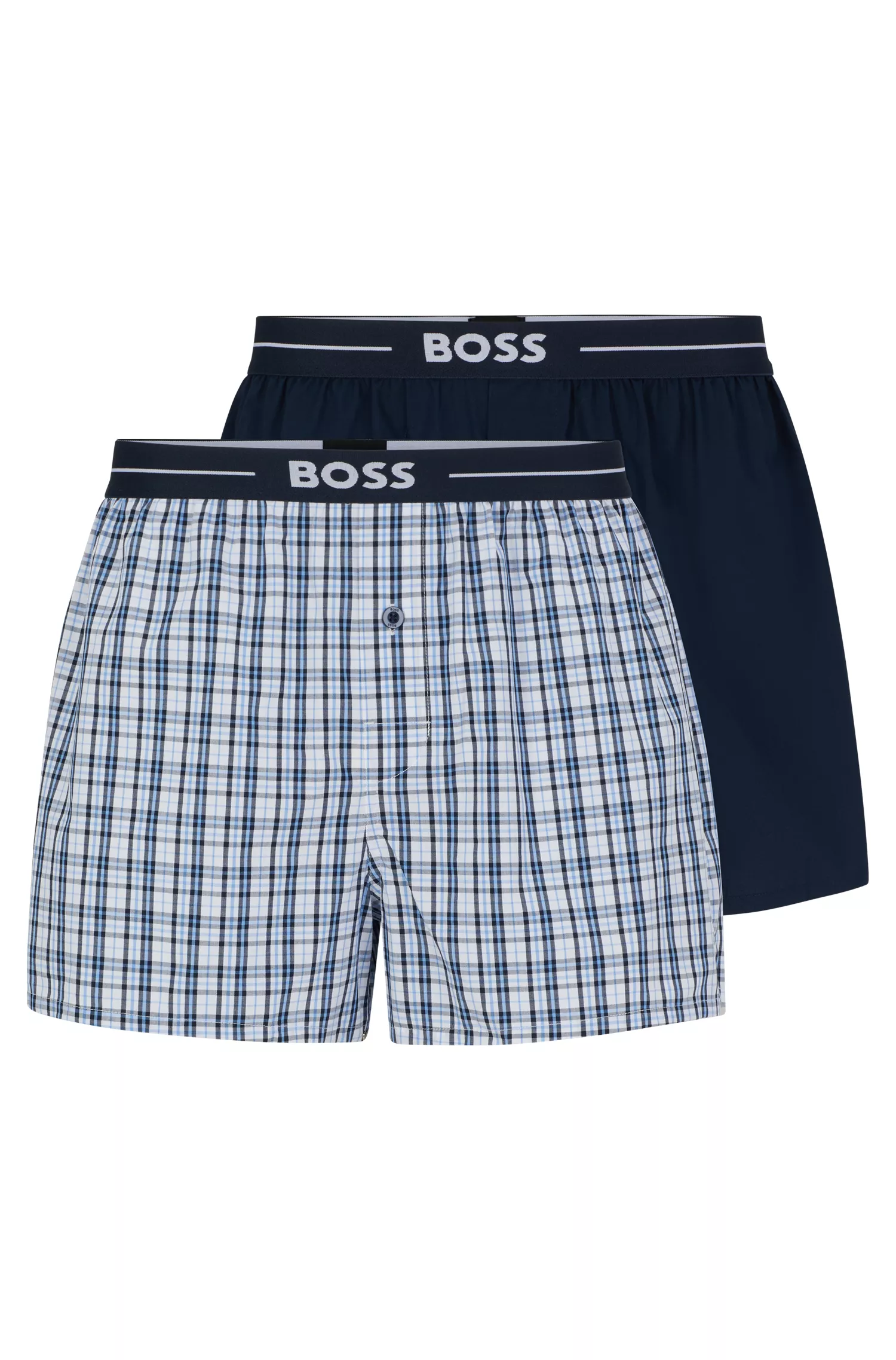 BOSS Preto - Pacote com dois shorts de pijama de algodão com cós com logo.