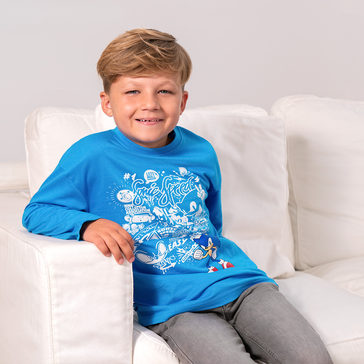 Topolino Sonic Langarmshirt mit Print hellblau