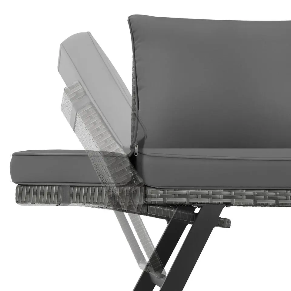 tectake Wicker-loungesofa Sintra, verstelbare armleuningen, 2in1, Grijs