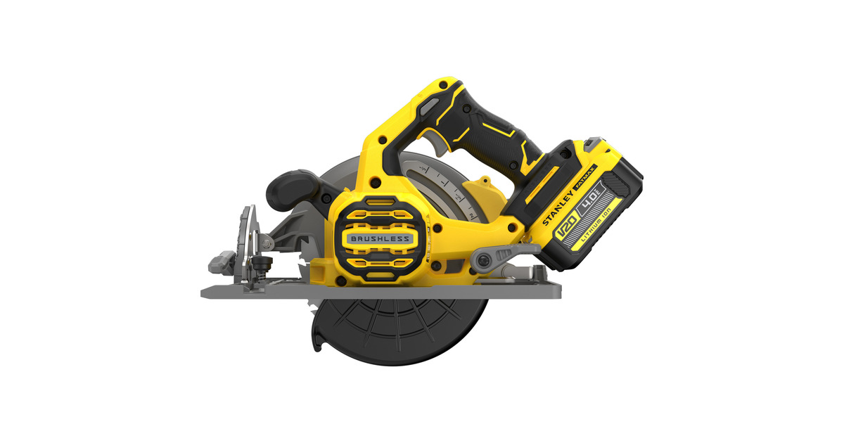 StanleyFATMAX V20 18V Cirkelzaag 190mm handcirkelzaag  (Zwart/geel, Accu en oplader inbegrepen, met koffer)