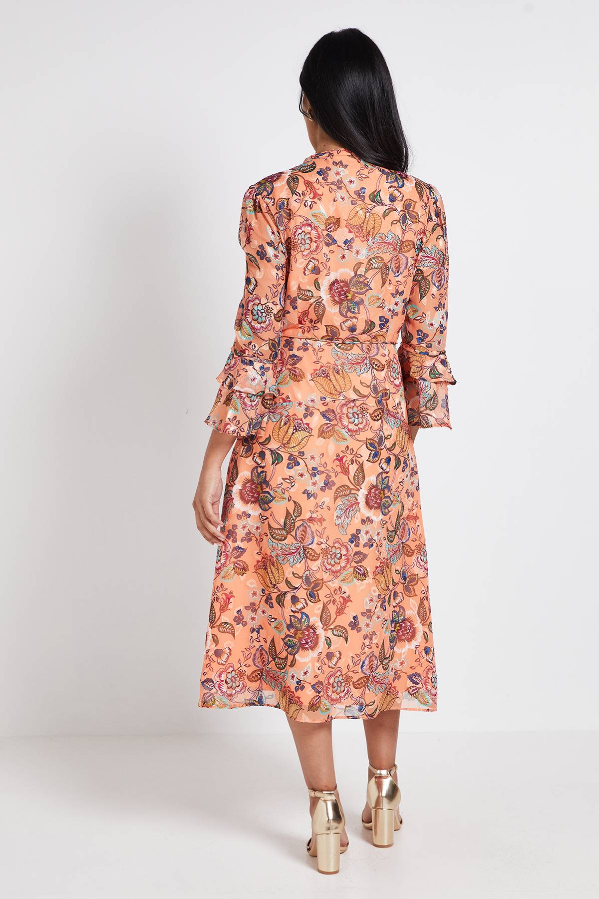 Wallis Robe Midi À Volants En Dévoré Paisley Petite
