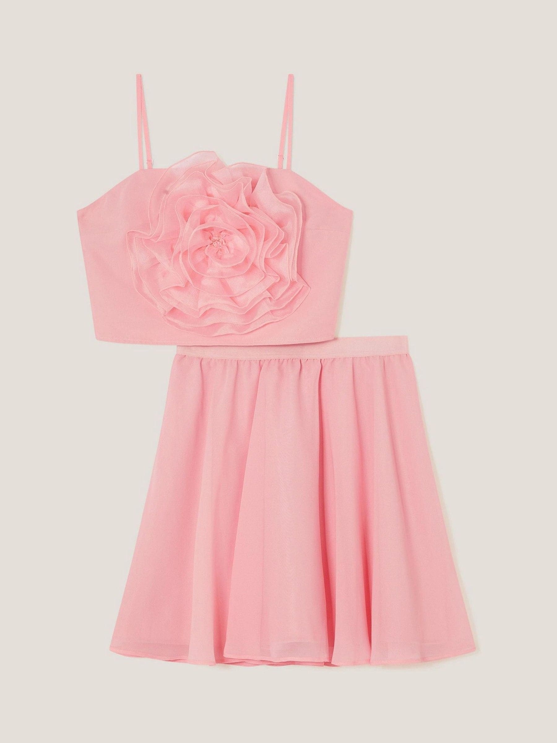 Monsoon - Set van cropped top en rok met 3D bloemen