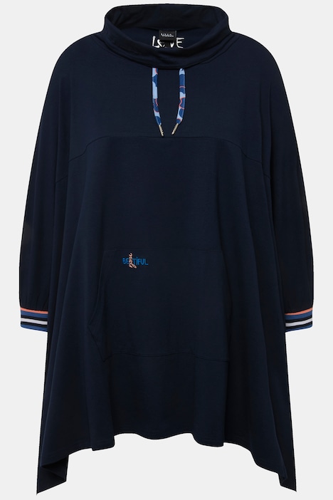 Loungewear-Poncho, oversized, Stehkragen, Langarm