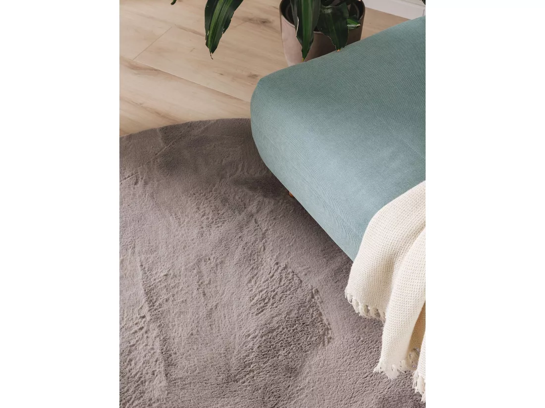 Tapis en fausse fourrure Furry Gris ø 80 cm rond