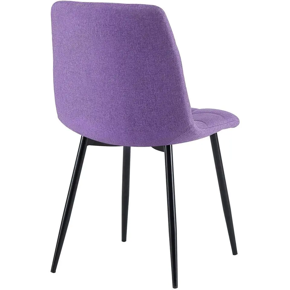CLP Set van 4 Eetkamerstoel Antibes zwart Frame - Stof - Paars