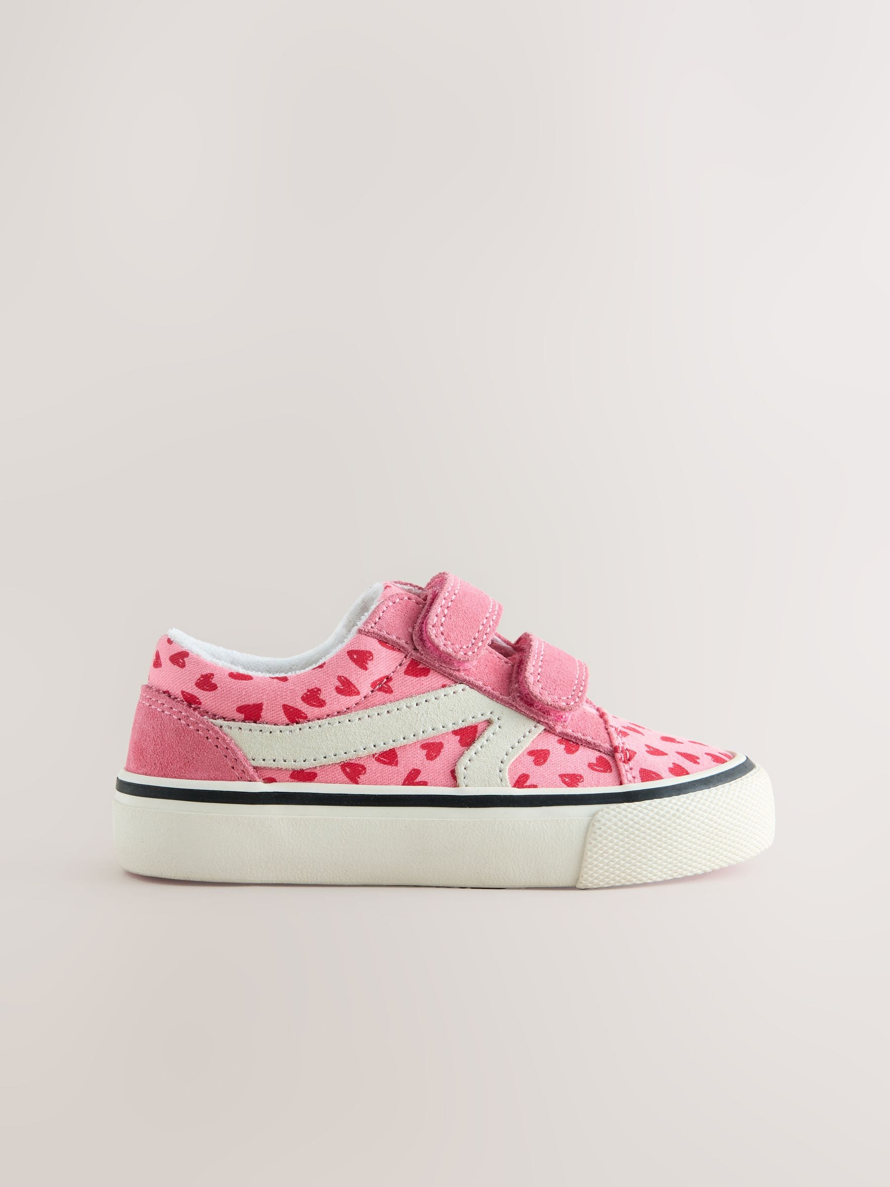 Roze met hartjesprint - Sneakers met klittenbandsluiting